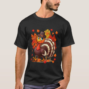 Turkey Pumpkin Face Thanksgiving Fall Tree Funny P T-Shirt