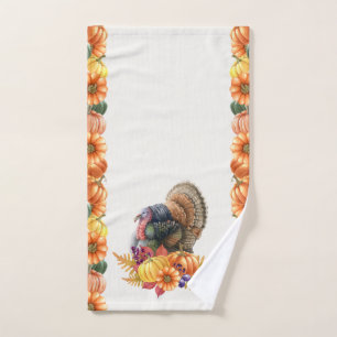 Turkey Pumpkins Thanksgiving Hand Towel
