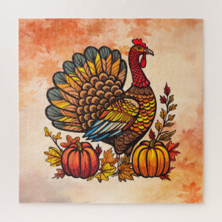 Turkey Pumpkins Thanksgiving Jigsaw Puzzle