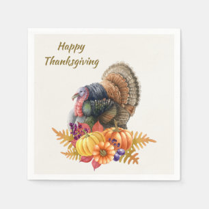 Turkey Pumpkins Thanksgiving Napkin
