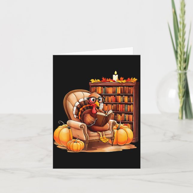 Turkey Reading Books Fall Thanksgiving Teacher Boo Card (Front)