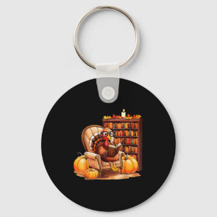 Turkey Reading Books Fall Thanksgiving Teacher Boo Key Ring