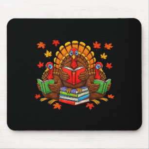 Turkey Reading Books Teacher Fall Thanksgiving Boo Mouse Mat