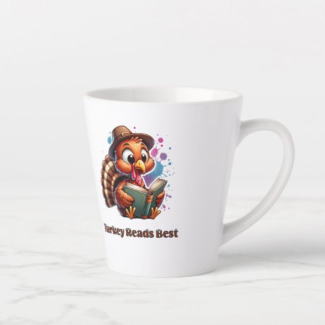 Turkey Reads Best Thanksgiving Latte Mug (Right)