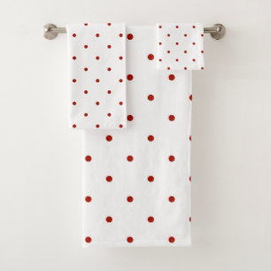 turkey red and white dots bath towel set