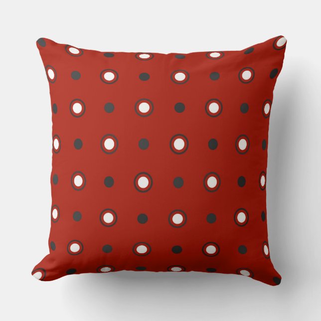turkey red , grey and  white dots cushion (Front)