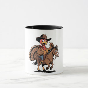 Turkey Riding a Horse Cowboy Turkey thanksgiving Mug