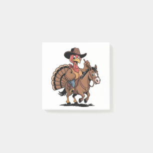 Turkey Riding a Horse Cowboy Turkey thanksgiving Post-it Notes