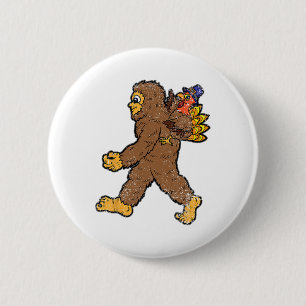 Turkey Riding Bigfoot Thanksgiving Day Funny Sasqu 6 Cm Round Badge