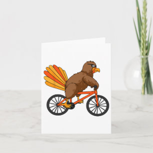 Turkey Riding Bike Thanksgiving Day Cool Bicycle A Card
