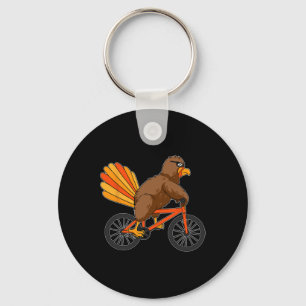 Turkey Riding Bike Thanksgiving Day Cool Bicycle A Key Ring