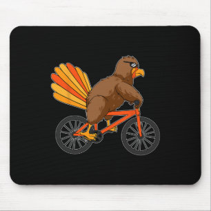 Turkey Riding Bike Thanksgiving Day Cool Bicycle A Mouse Mat