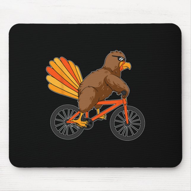 Turkey Riding Bike Thanksgiving Day Cool Bicycle A Mouse Mat (Front)