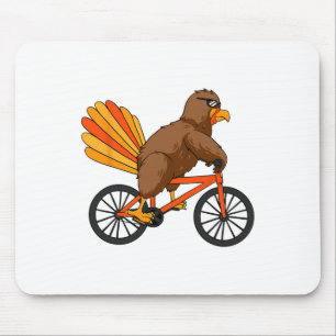 Turkey Riding Bike Thanksgiving Day Cool Bicycle A Mouse Mat