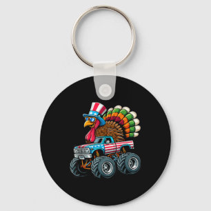Turkey Riding Monster Truck 4th Of July Key Ring