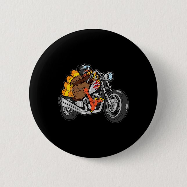 Turkey Riding Motorcycle Thanksgiving Day Cool Fal 6 Cm Round Badge (Front)