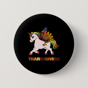 Turkey Riding Unicorn Thanksgiving Day Magical Fal 6 Cm Round Badge