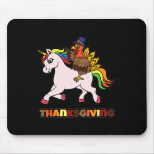 Turkey Riding Unicorn Thanksgiving Day Magical Fal Mouse Mat