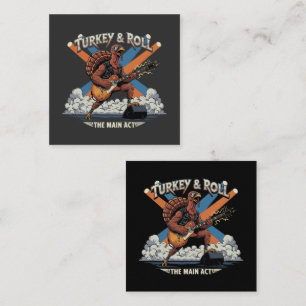  Turkey & Roll Funny Thanksgiving Rocker Guitar Square Business Card
