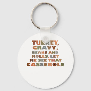 Turkey Rolls Casserole, Thanksgiving Retro Funny F Key Ring