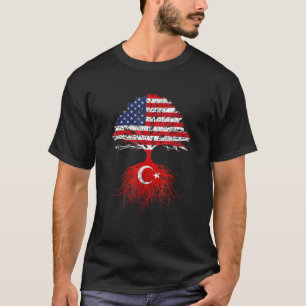 Turkey Roots Turkish American Usa Flags Naturaliza T-Shirt