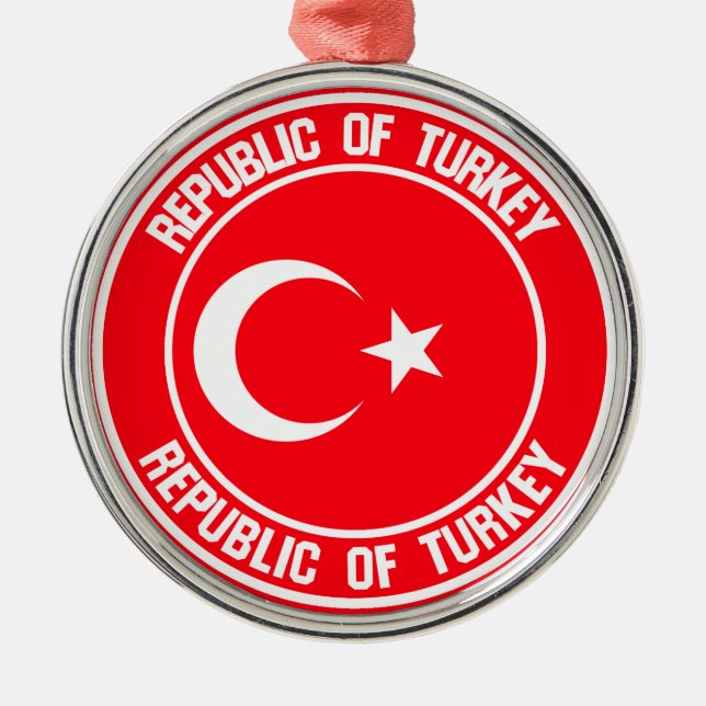 Turkey Round Emblem Metal Tree Decoration (Front)