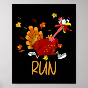Turkey Run Costume Thanksgiving Running Turkey Tro Poster