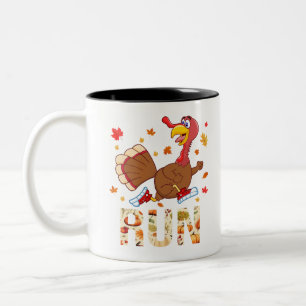 Turkey Run Costume Thanksgiving Running Turkey Tro Two-Tone Coffee Mug