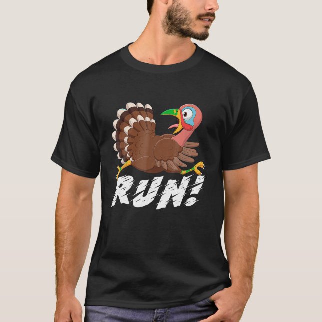 Turkey Run Running 5k Race Turkey Trot Funny Thank T-Shirt (Front)