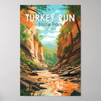 Turkey Run State Park Indiana Travel Art Vintage