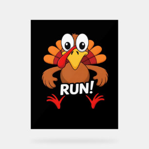Turkey Run Thanksgiving Running Classic T-Shirt Acrylic Sign