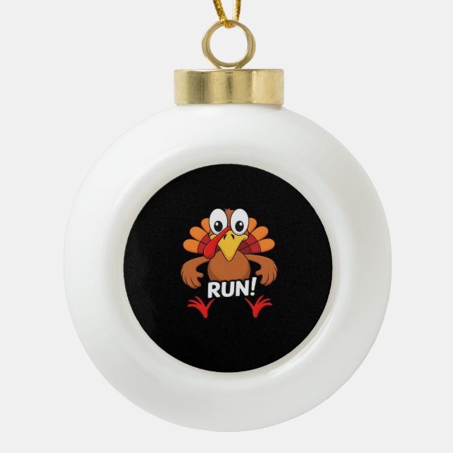 Turkey Run Thanksgiving Running Classic T-Shirt Ceramic Ball Christmas Ornament (Front)
