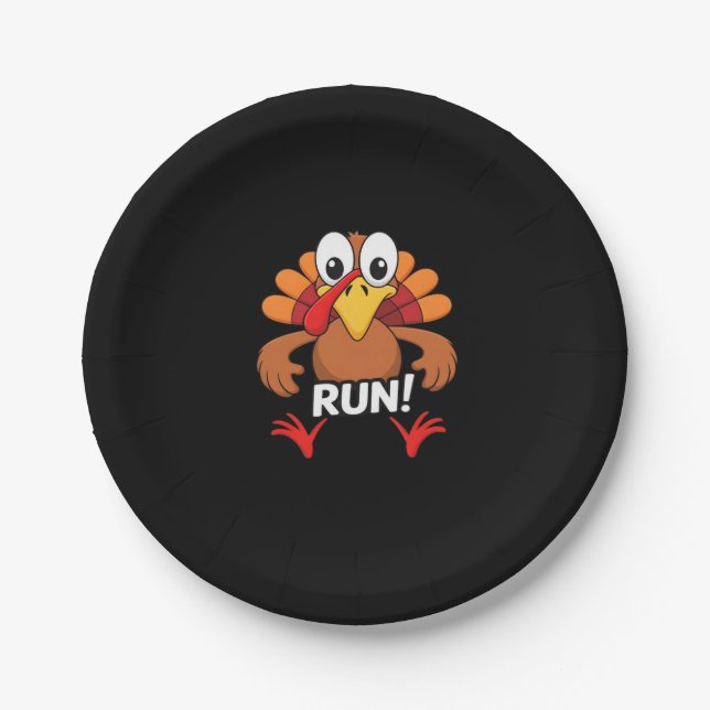 Turkey Run Thanksgiving Running Classic T-Shirt Paper Plate (Front)