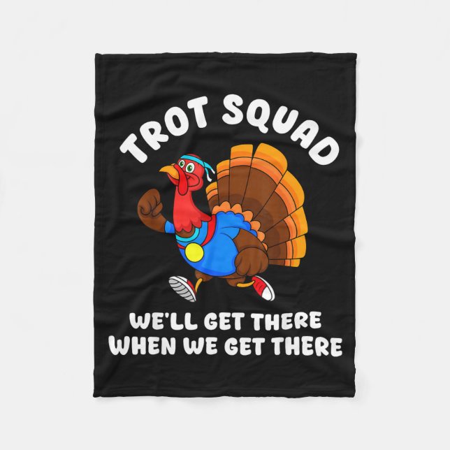 Turkey Run Trot Squad Thanksgiving Running Team Ma Fleece Blanket (Front)