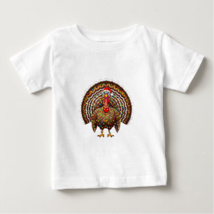 Turkey Santa Hat Christmas Lights Merry Gobble Baby T-Shirt