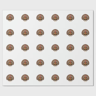 Turkey Santa Hat Christmas Lights Merry Gobble Wrapping Paper