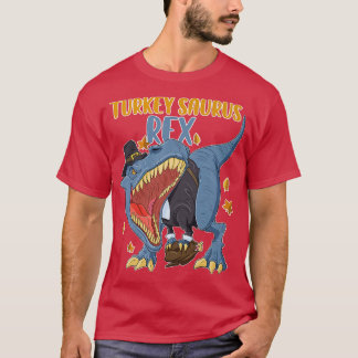 Turkey Saurus Rex I TRex Pilgrim Hat I Dinosaur Th T-Shirt
