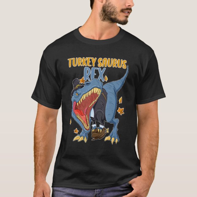 Turkey Saurus Rex I Trex Pilgrim Hat I Dinosaur Th T-Shirt (Front)