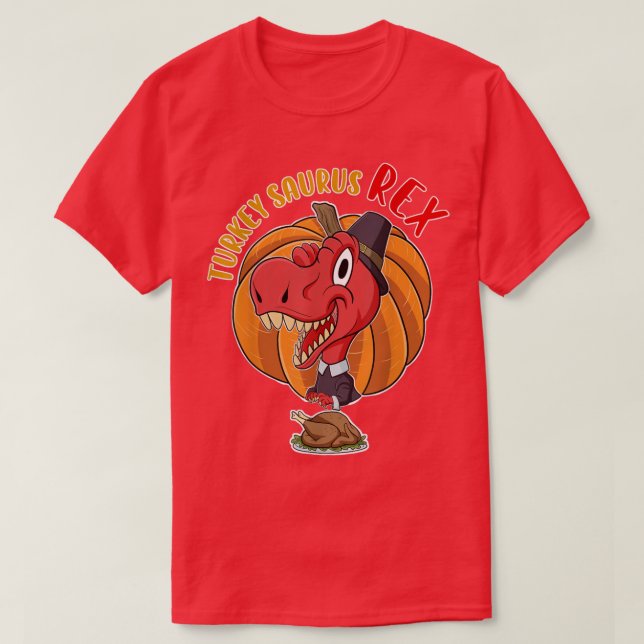 Turkey Saurus Rex I TRex Pilgrim Hat I Dinosaur Th T-Shirt (Design Front)
