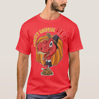 Turkey Saurus Rex I TRex Pilgrim Hat I Dinosaur Th T-Shirt