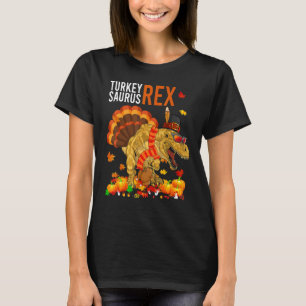 Turkey Saurus Rex  Pilgrim Dinosaur Kids Thanksgiv T-Shirt