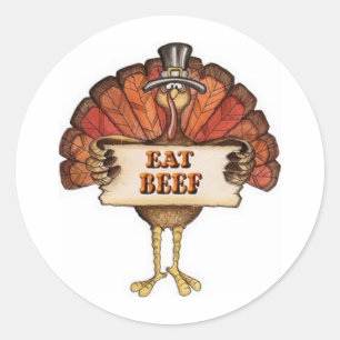 Turkey says Eat Beef Classic Round Sticker