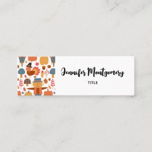 Turkey & Scarecrow Thanksgiving Pattern Mini Business Card