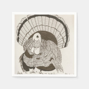 Turkey Sepia Sketch Paper Napkins