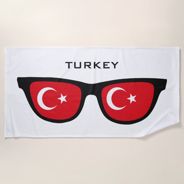 TURKEY Shades custom text beach towel (Front)
