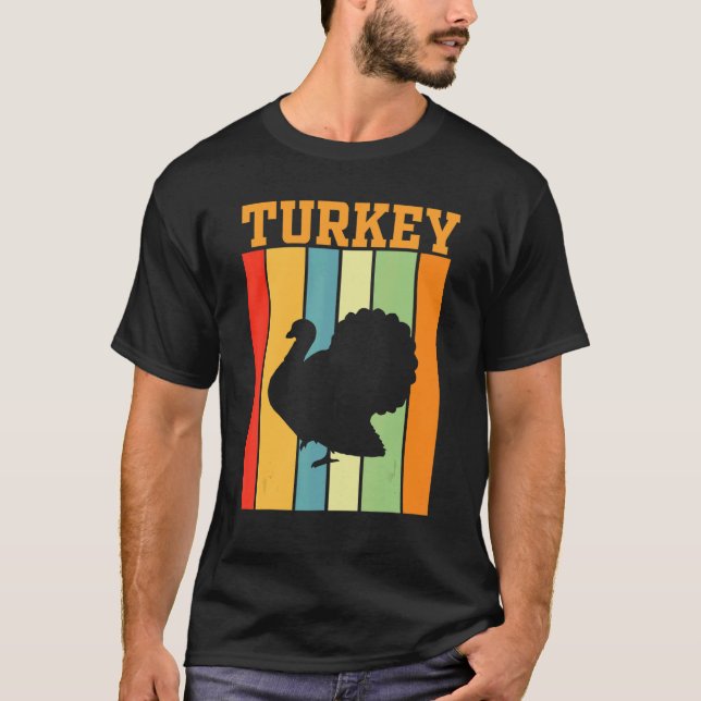 Turkey Shadow Silhouette In Retro Colours T-Shirt (Front)