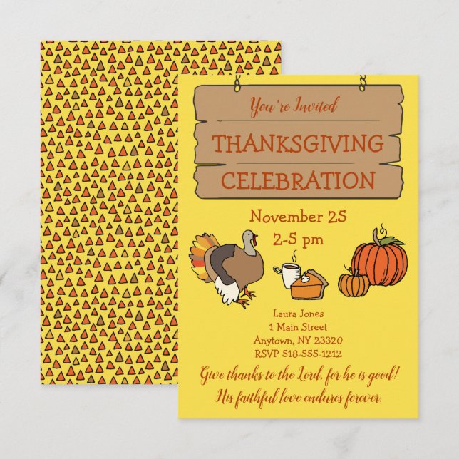 Turkey Sign Bible Verse Invitation (Front/Back)