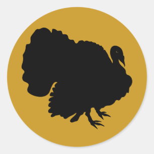 Turkey Silhouette Thanksgiving Classic Round Sticker