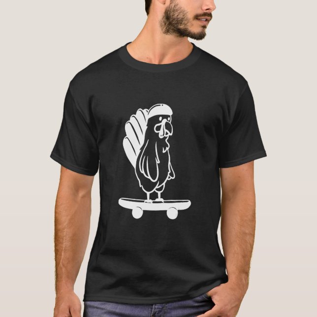 Turkey Skater Line Thanksgiving Day Skateboard Aut T-Shirt (Front)