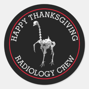 Turkey Skeleton Thanksgiving Classic Round Sticker
